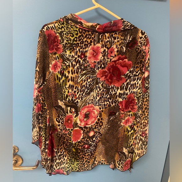 Sara Michelle one piece black shell with animal print floral sheer jacket XL - Picture 6 of 7